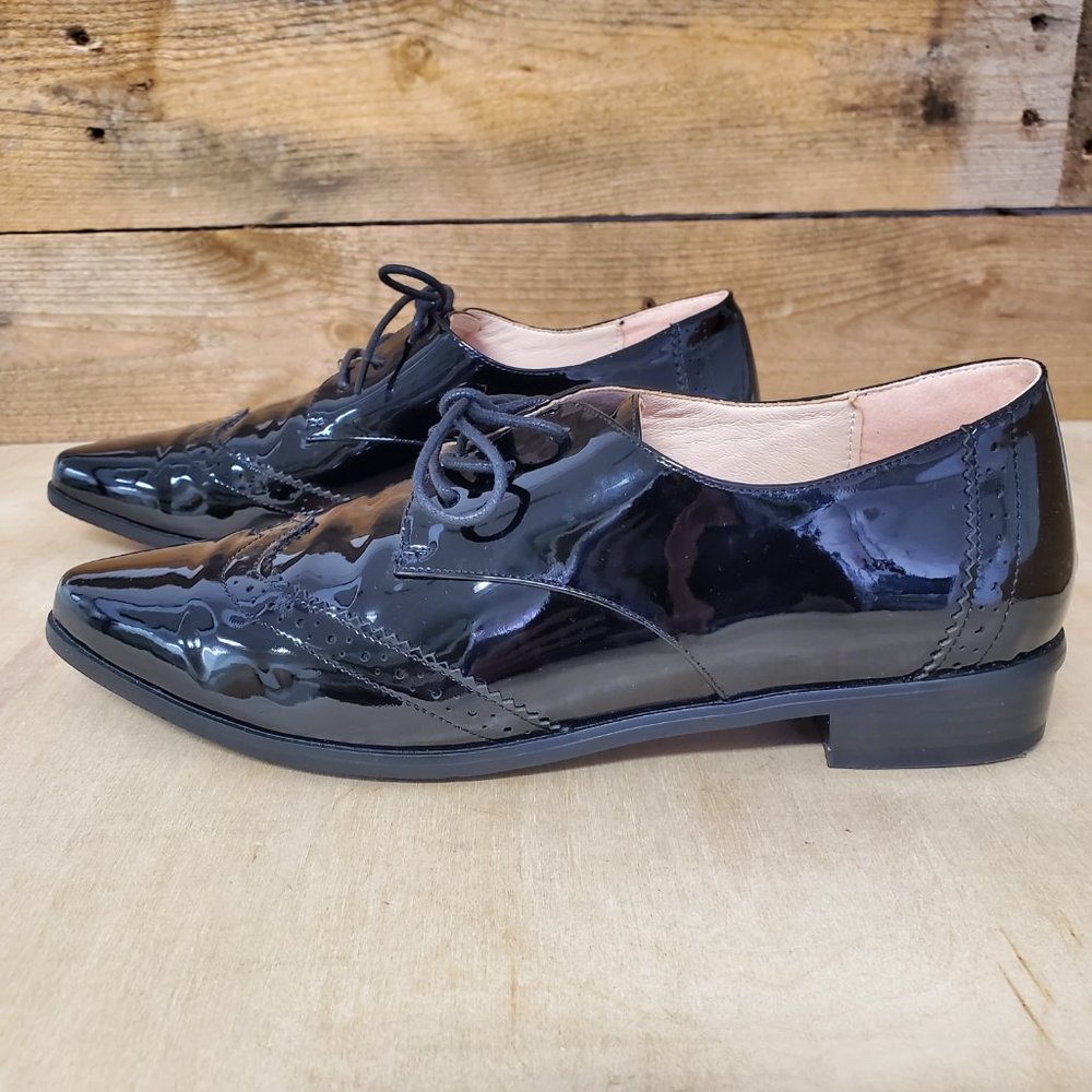 Black patent wingtip brogues women's 9 / EU41